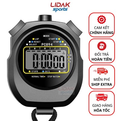 Đồng hồ bấm giây, đo thời gian chính hãng PC894. Bấm giờ thể thao nhớ 1LAP LIDAK SPORT