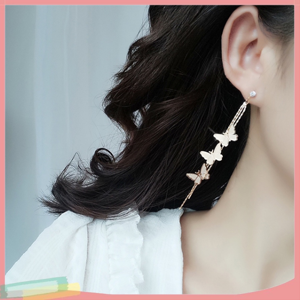 Khuyên tai dáng dài hình bươm bướm dành cho bạn nữ