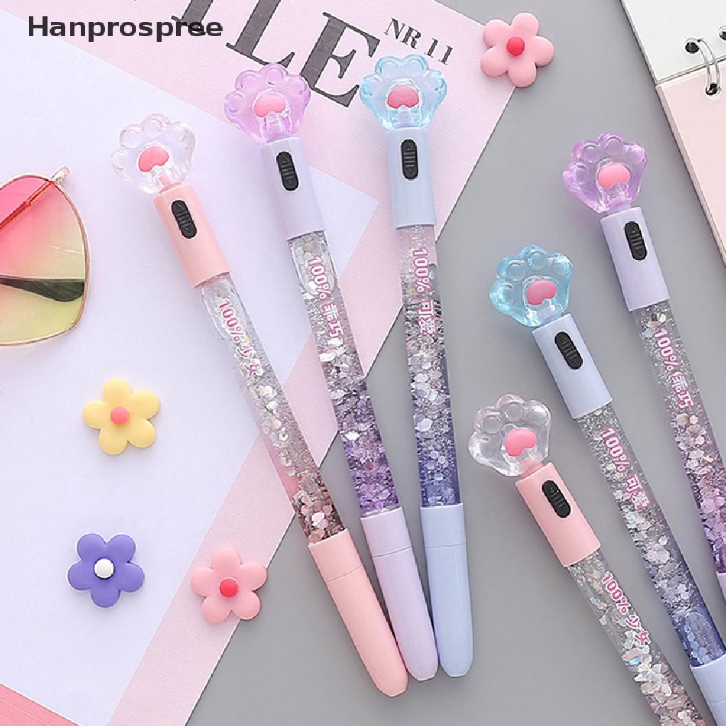 Bút Mực Gel Hình Chân Mèo Có Đèn Led Dễ Thương