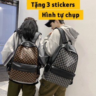Balo da PU mềm, dày dặn, chắc chắn, balo Hàn Quốc 2024, cặp chống thấm nước, balo đựng lap 15.6inch