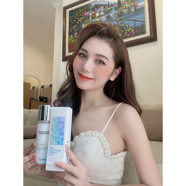 Nước Hoa Hồng Kim Cương Pretty Skin - PrettySkin Pure Brightening Diamond Dưỡng Trắng, Căng Bóng Da 150ml