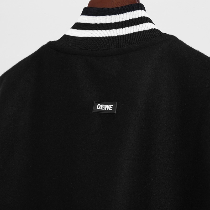 Áo khoác Bomber varsity jacket DEWE Teddy - Màu đen