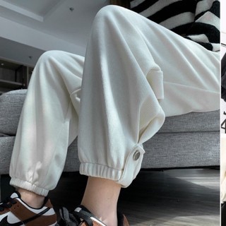 Quần Nhung tăm kiểu dáng Baggy Khoá trước, trang trí cách điệu gấu bo chun thêm phụ kiện siêu dày - Bo chun gấu - PN889