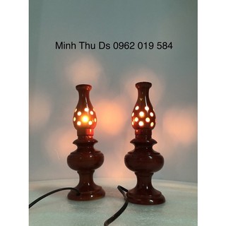 Đèn thờ gỗ để bàn 27 cm màu nâu đỏ