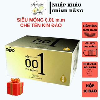 Bao cao su siêu mỏng 001 gân gai nhiều gel bôi trơn, tăng khoái cảm, BCS kéo dài thời gian quan hệ, hộp 10 bcs - BO