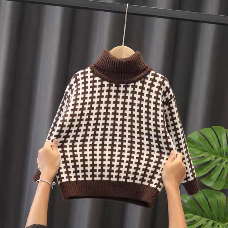 (A.K Shop) Áo len cổ lọ, cao cổ học tiết bé trai mùa đông ấm áp hàng QC loại 1 - size đại