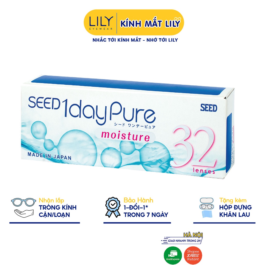 Lens 1 ngày LILYEYEWEAR kính áp tròng cận không màu SEED 1dayPure moisture số 1 Nhật Bản độ tới 6.5