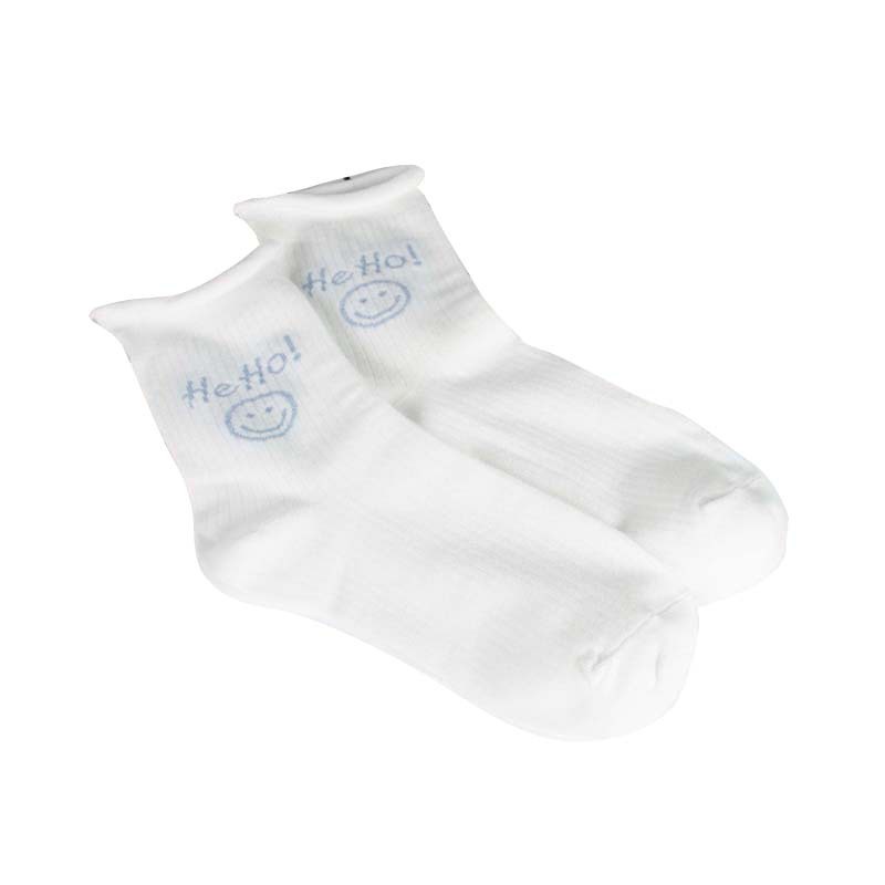 Tất Ống Lửng Màu Trắng In Họa Tiết Hoạt Hình Phong Cách Hàn Quốc Thời Trang Thu Đông Cho Nữ