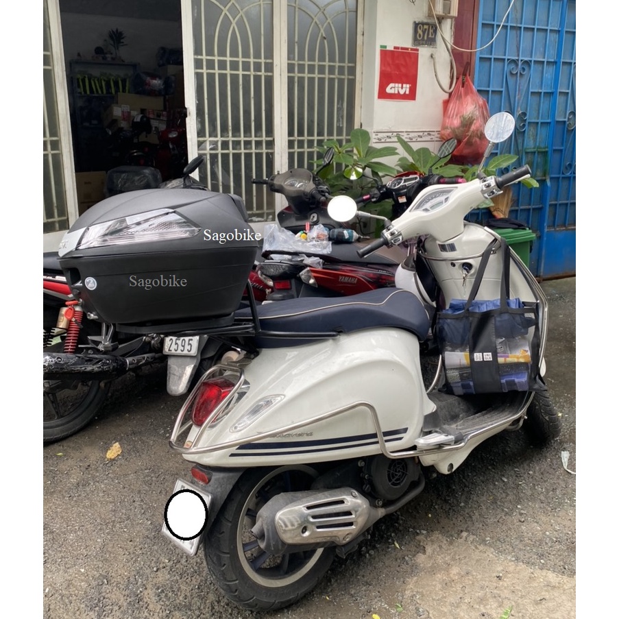 Thùng xe Vespa Primavera, thùng givi B34NT, tựa lưng BB42N, thùng không bao gồm baga, hàng Givi chính hãng, bh 2 năm