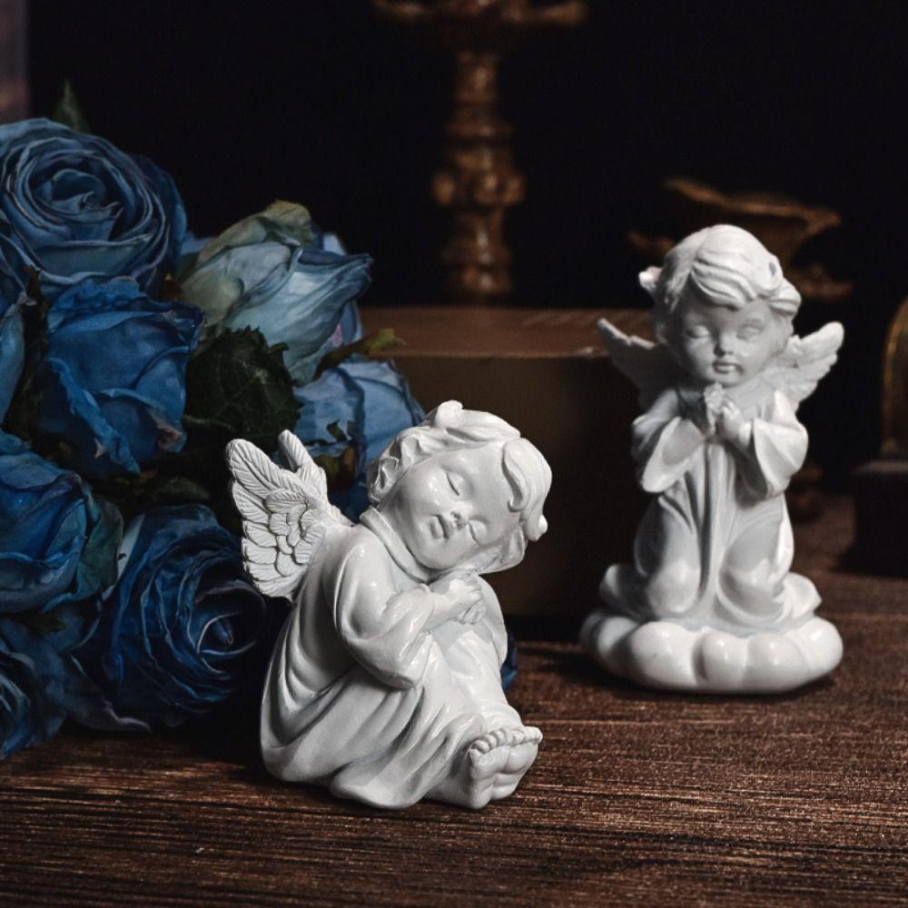 Tượng Thiên Thần Nhỏ Bằng Nhựa Resin Bền Tinh Tế Chất Lượng Cao Điêu Khắc Thủ Công Trang Trí Phong Cách