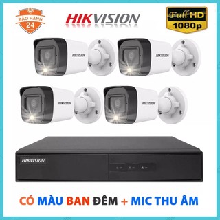 Trọn bộ Camera Hikvision 2.0MP 1080P quay ban đêm có màu tích hợp mic thu âm