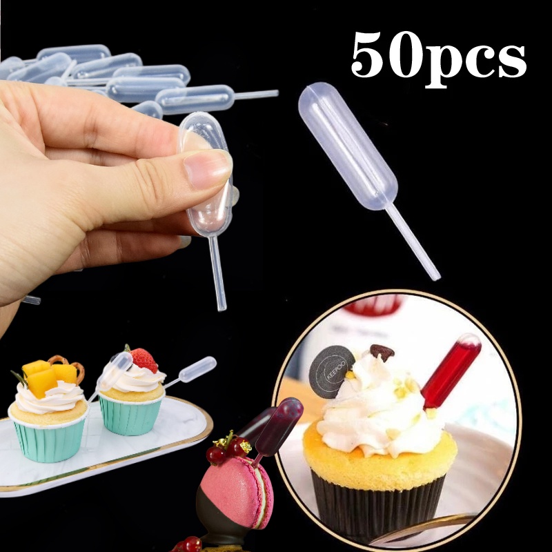 Set 50 Ống Nhỏ Giọt 4Ml Mini Chuyên Dụng Cho Đựng Gia Vị / Kem / Trái Cây / Bánh Macaron