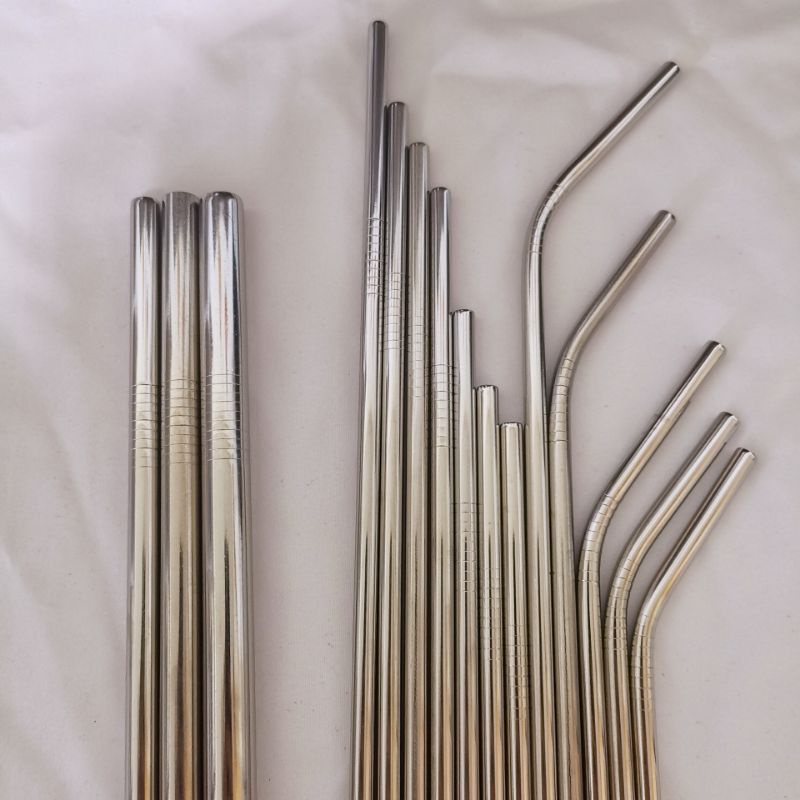 Ống hút inox 304 TAMUSHOP92 Ống hút trân châu cong thẳng mạ màu vàng 6mm 8mm ngắn16cm dài 21cm 24cm OI001