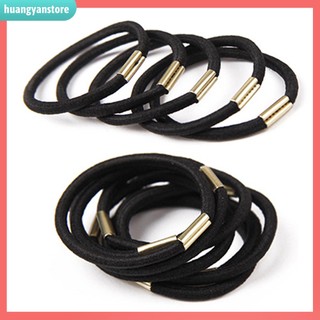 HY/ Set 10 Dây Buộc Tóc Co Giãn Màu Đen Cho Nữ