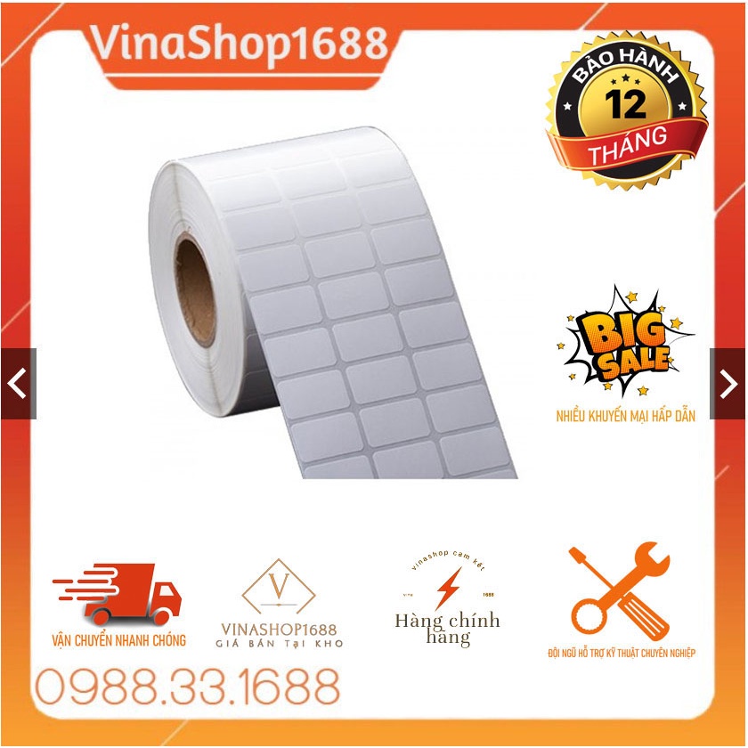 Decal xi bạc 35x22 mm, cuộn 50m, 3 tem/hàng