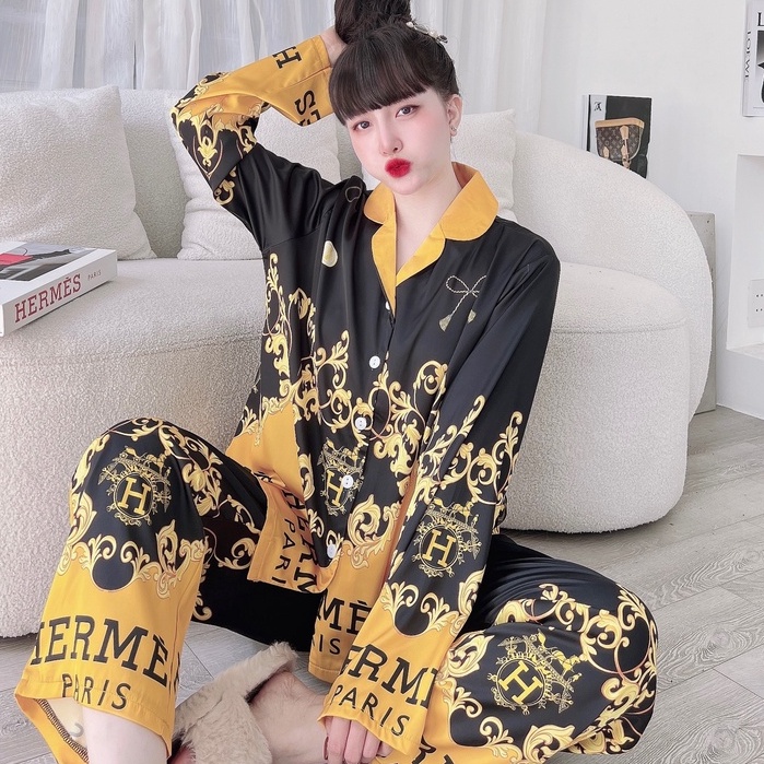 Pijama Nữ SOJJUN Bộ Mặc Nhà Quần Dài Tay Dài Lụa Latin Thiết Kế 50-65kg