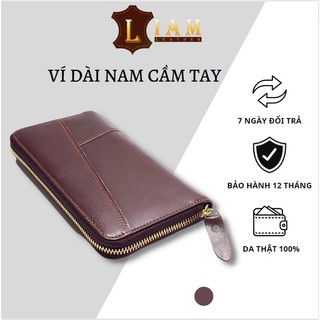 Ví dài nam cầm tay LIAM Leather, ví da nam nhỏ gọn da bò thật trơn VDT002