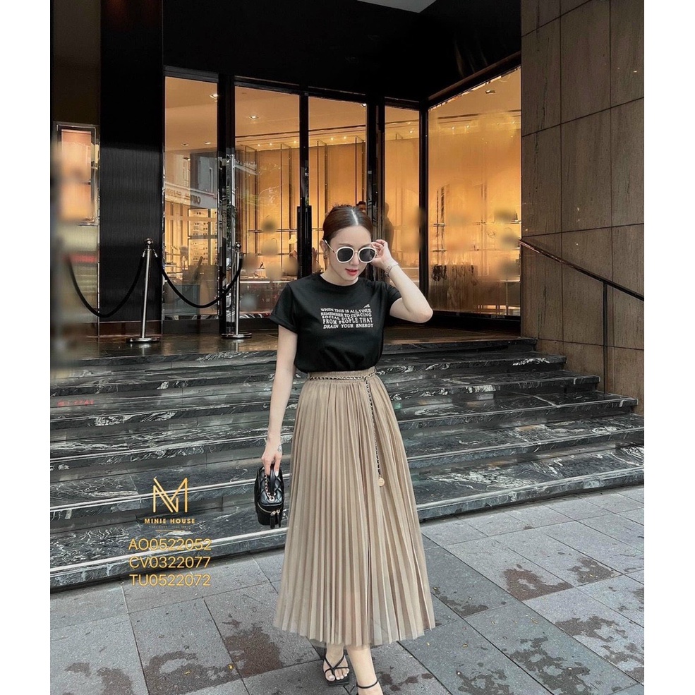 Chân váy xếp ly dáng dài QC,Chân váy lưới dài công sở cao cấp kèm lót cho nữ thời trang