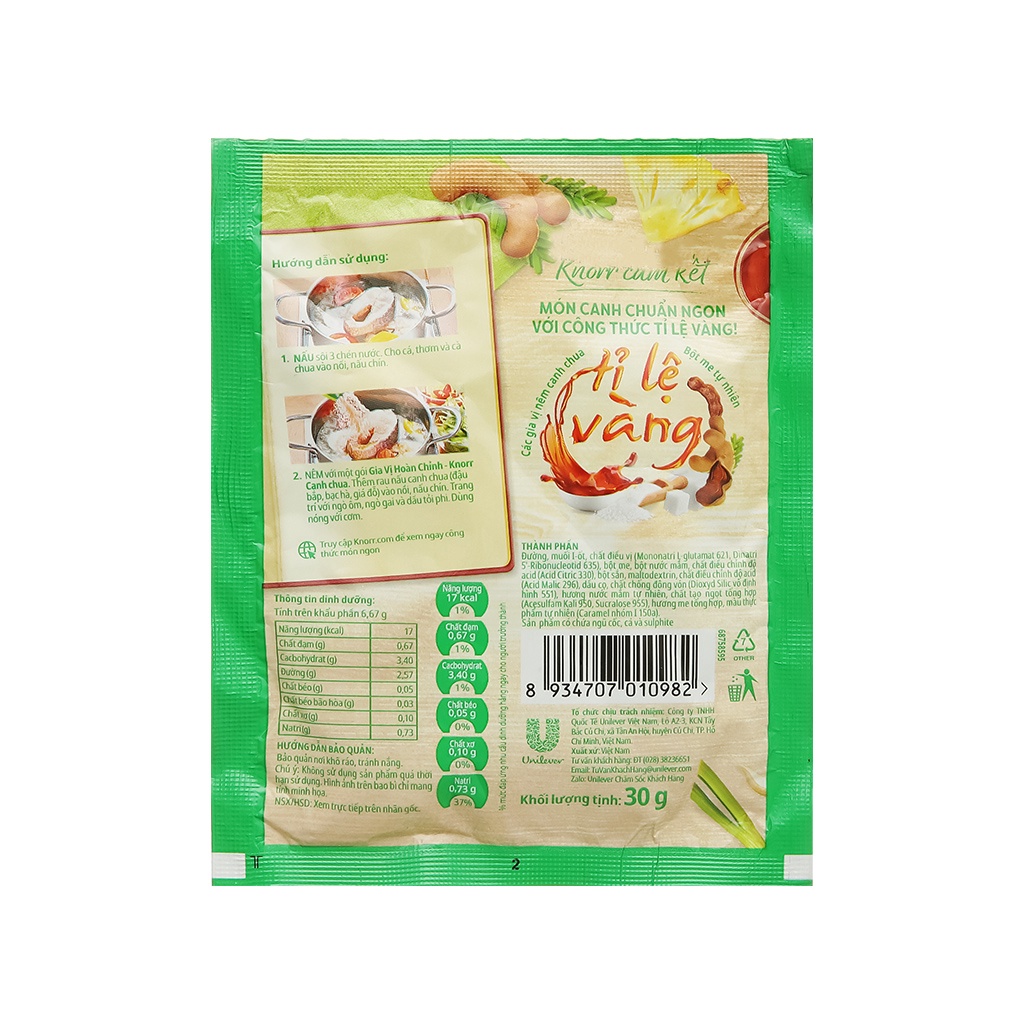 Combo 5 gói Gia vị hoàn chỉnh nấu canh chua cho món canh ngon đúng điệu Knorr gói 30g