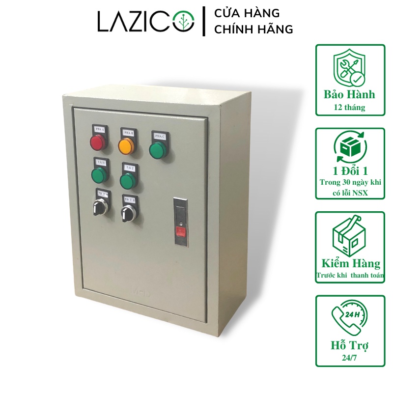 Tủ điều khiển từ xa motor máy bơm 220V 3hp - 10hp 2 kênh qua điện thoại dùng app LAZICO LZ2+