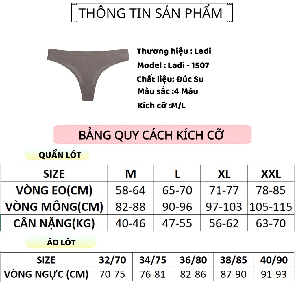 Quần Lót Lọt Khe LADI Đúc Su Mỏng Mát Mềm Mại Quyến Rũ MÃ 1507