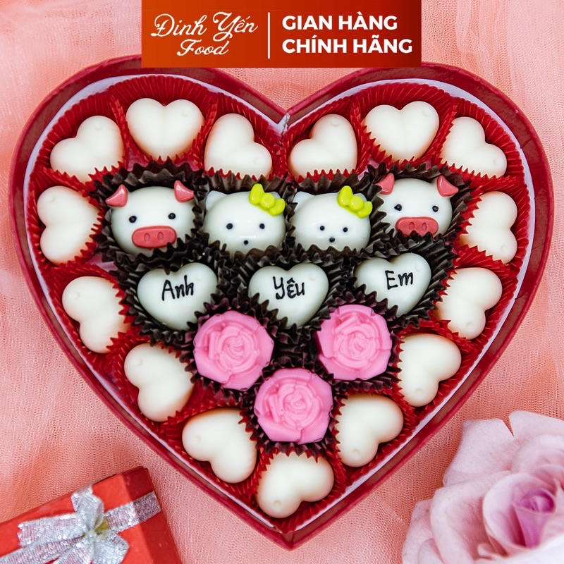 Hộp quà tặng socola valentine/19x3,5cm/25-26viên/M2D