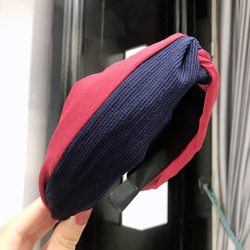 Băng Đô Thắt Nút Chéo Bản Rộng Hai Màu Phong Cách Hàn Quốc Mới Cho Nữ