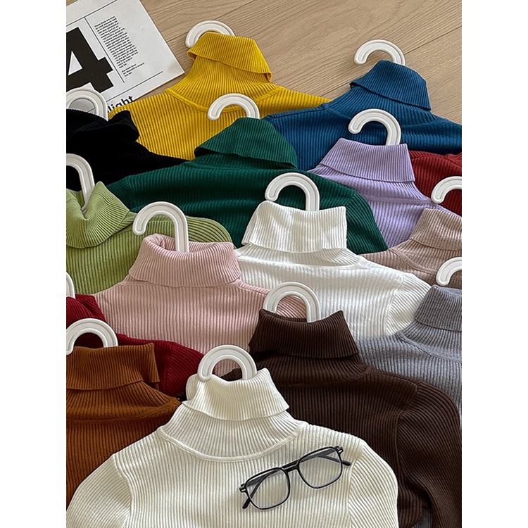 Áo Len Cổ Cao Dáng Ôm Màu Sắc Ngọt Ngào Thời Trang Thu Đông 2022 Cho Nữ