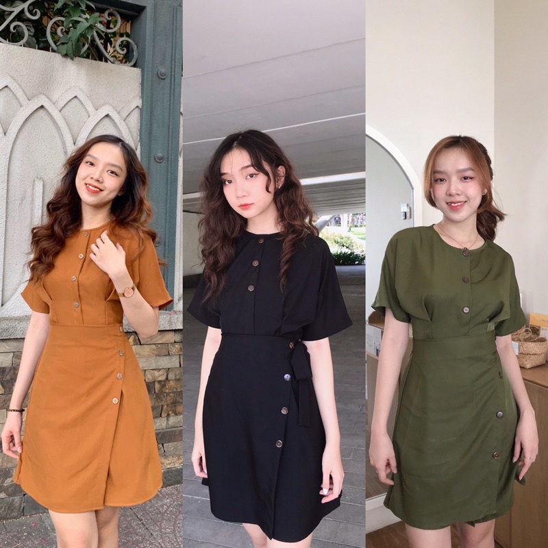 Đầm đắp chéo nút dừa