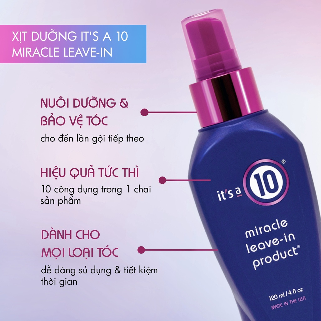 Xịt dưỡng tóc diệu kỳ Miracle Leave - In It's A 10
