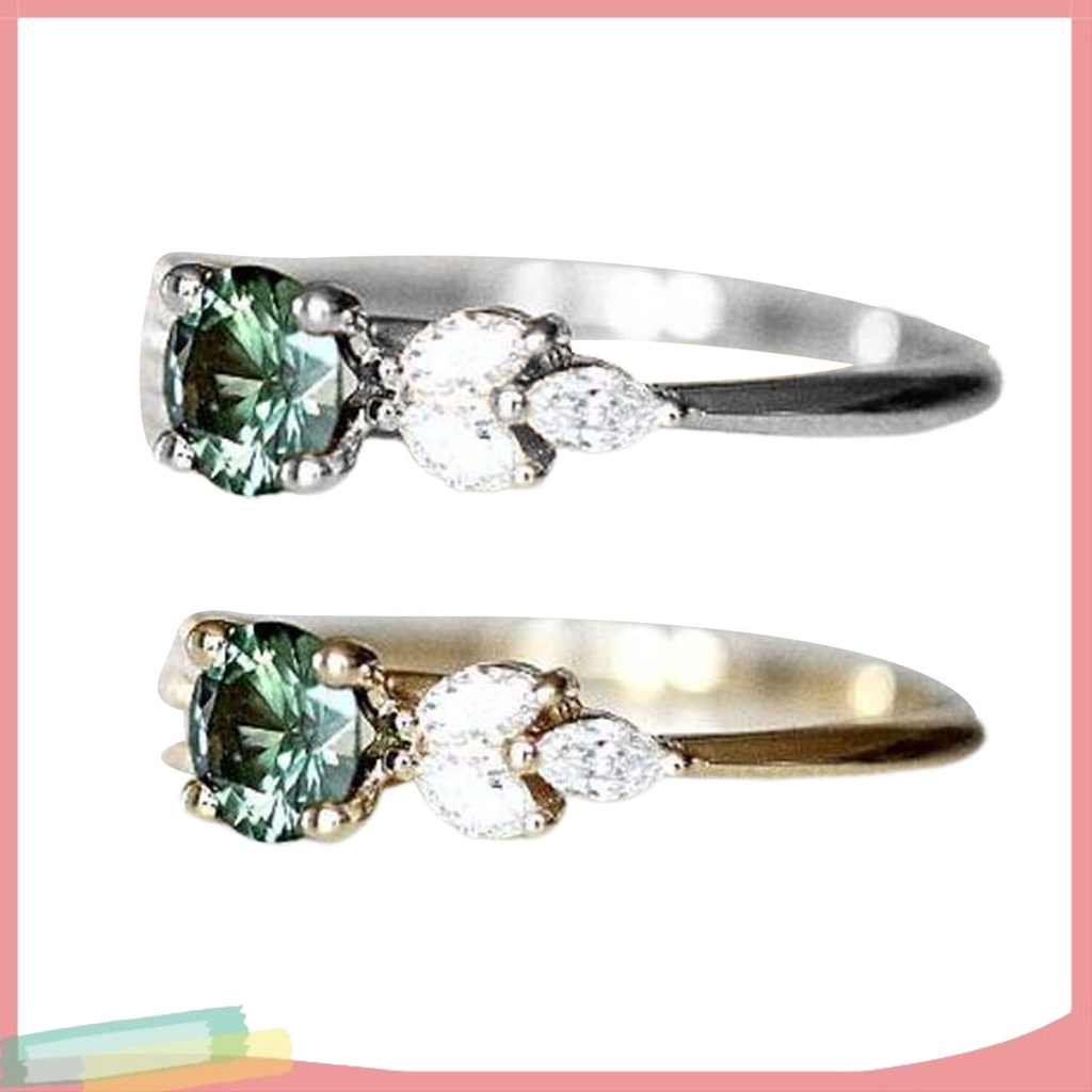 Nhẫn hợp kim mạ bạc trang trí đá zircon thời trang cho nữ