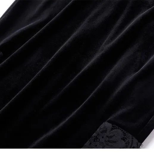 Hàng Có Sẵn!✨Chân Váy Nhung Lưng Cao Co Giãn Phối Ren Thời Trang Thu Đông Kiểu Mới