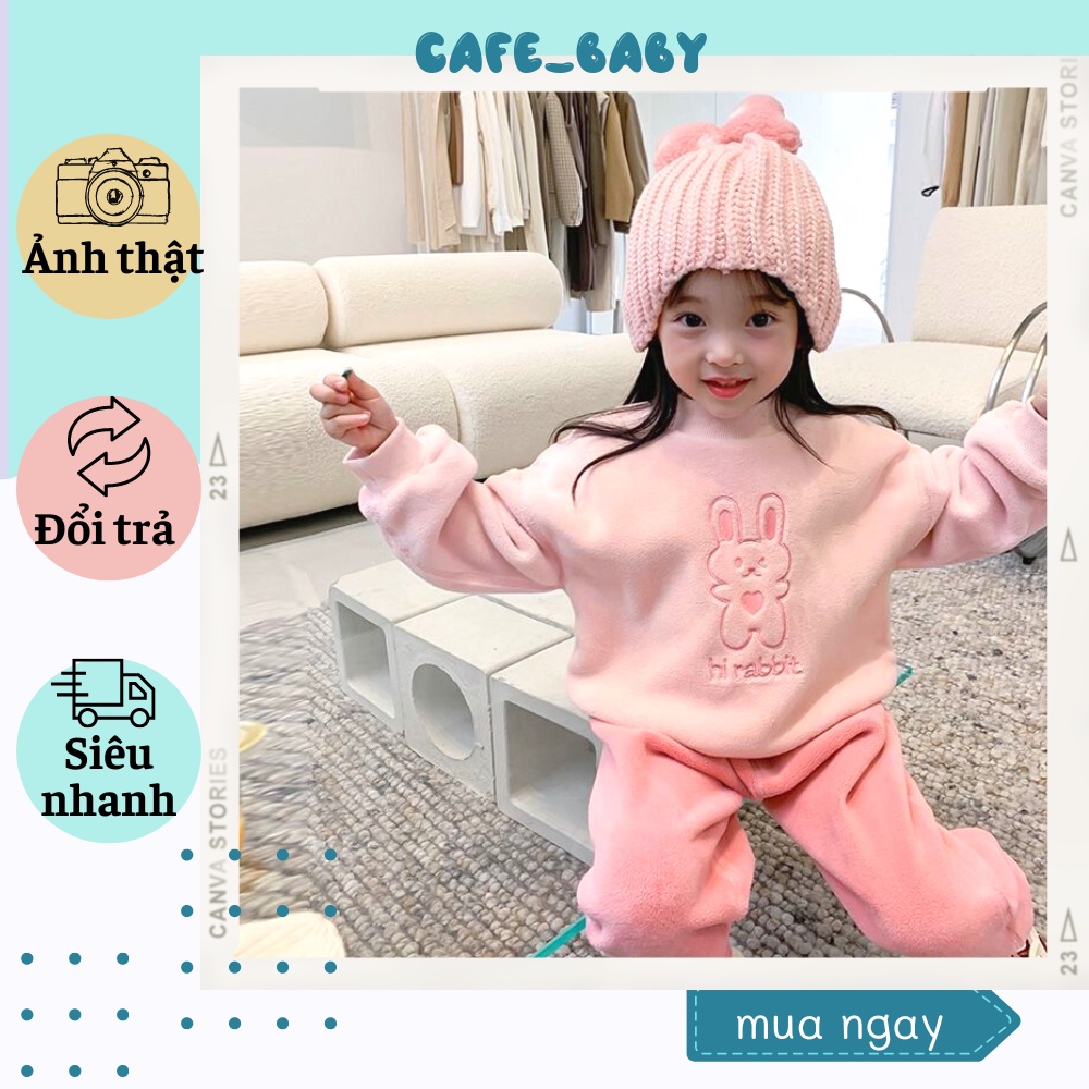 (8-20KG) Bộ Nỉ Lót Bông Cao Cấp Thêu Hình Dày Dặn Ấm Áp Mùa Đông Dễ Thương Cho Bé Trai, Bé Gái CAFE_BABY028