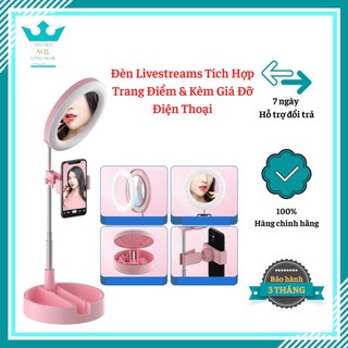 Đèn led cao cấp livestream, makeup tích hợp sẵn gương trang điểm - để bàn điều chỉnh 3 chế độ sáng