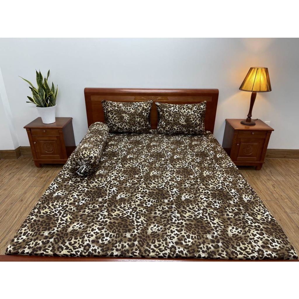Bộ ga gối thun lạnh hàn quốc 2M×2M gồm 4 món 1ga trải giường 2 áo gối nằm và 1 gối ôm