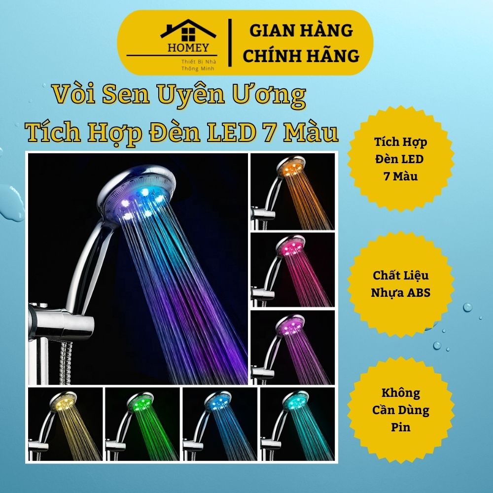 Homey - Đầu vòi sen uyên ương tích hợp đèn LED 7 màu - không dùng pin - độc đáo, tạo cảm giác thư giãn lãng mạn