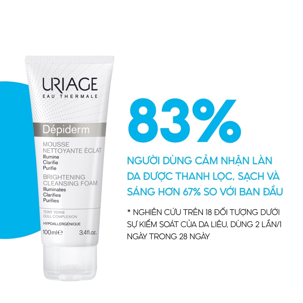 Sữa rửa mặt dạng bọt làm sáng da URIAGE DÉPIDERM MOUSSE NETTOYANTE ÉCLAT 100ml