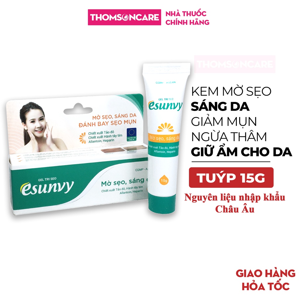 Gel mờ sẹo Esunvy giúp giữ ẩm, dưỡng da, làm mềm da, cải thiện da do mụn từ Táo đỏ, Hành tây tím - Tuýp 15g