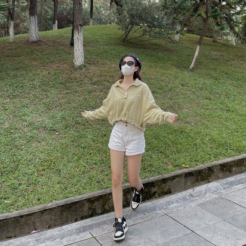 Polo croptop eo rút dây bo chun Cobo