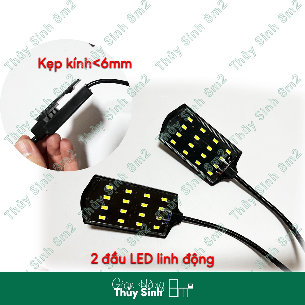 Đèn LED Kẹp Mini 12W KAOKUI 2 Đầu KK-X2 | Đèn Thủy Sinh Để Bàn | 8m2