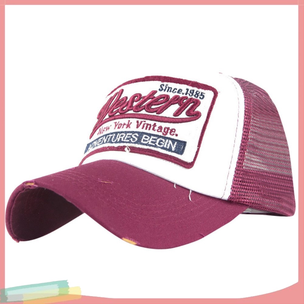 Mũ lưỡi trai thêu chữ phối lưới phong cách hip hop cá tính