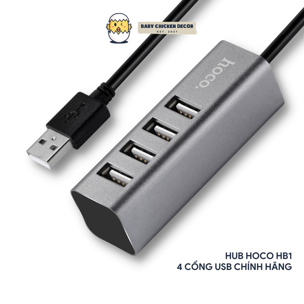 Bộ chia cổng USB Hoco HB1 chất liệu vỏ hợp kim nhôm cao cấp