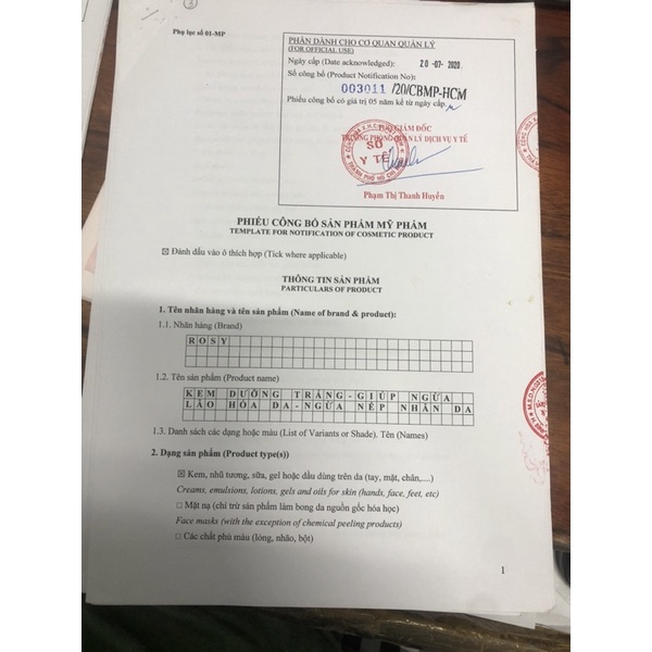 Kem Dưỡng Trắng Giúp Ngừa Lão Hoá Ngừa Nếp Nhăn Da  25g Rosy