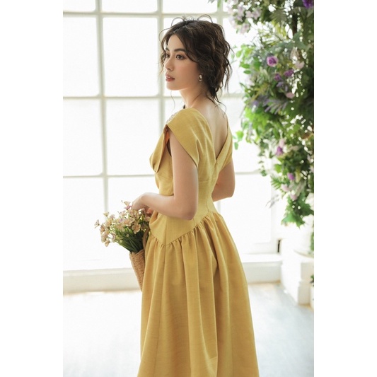Đầm vàng thêu hoa tay OLV BOUTIQUE Gerbera Daisy Embro Dress