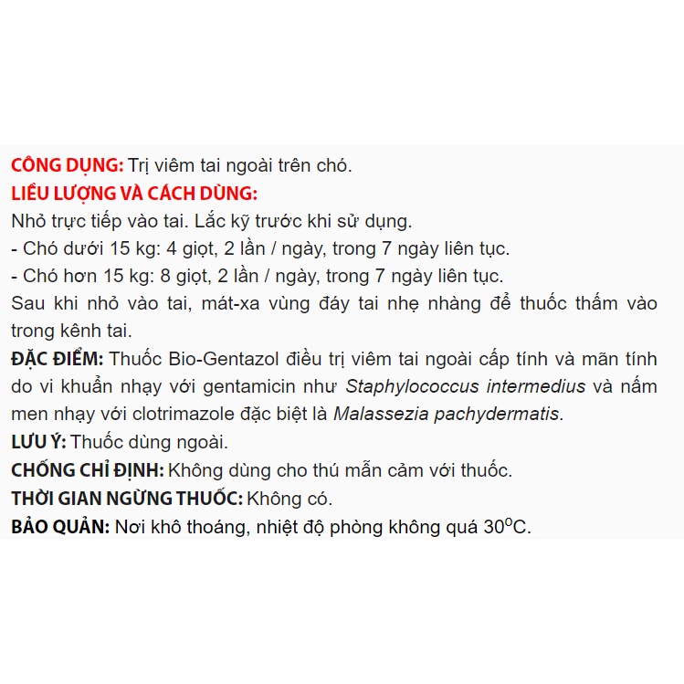 Nhỏ viêm tai chó mèo Bio-Gentazol 10ml, ve rận nấm tai thú cưng Con Mèo Xiêm