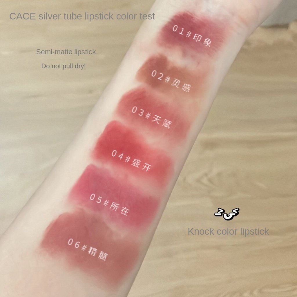 Son Lì CACE Love Dưỡng Ẩm Chống Khô Môi Thiết Kế Vỏ Màu Bạc Thời Trang Mùa Thu