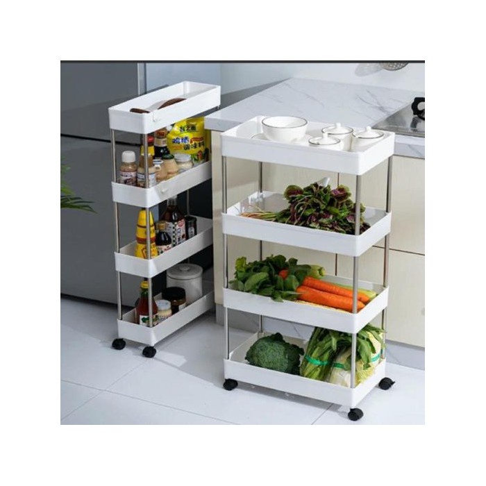 Kệ Nhựa 4 Tầng Đựng Đồ Nha Bếp- Đồ Đa Năng Có Bánh Xe Di Chuyển Rất Tiện Ích