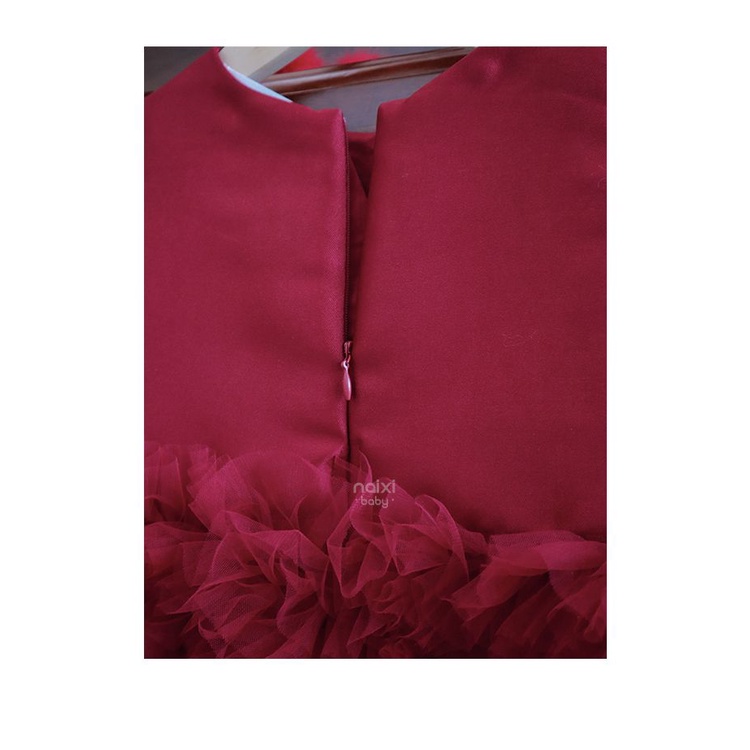 Đầm Công Chúa Không Tay Màu Đỏ Thời Trang Thu Đông Hàng Mới Dành Cho Bé Gái