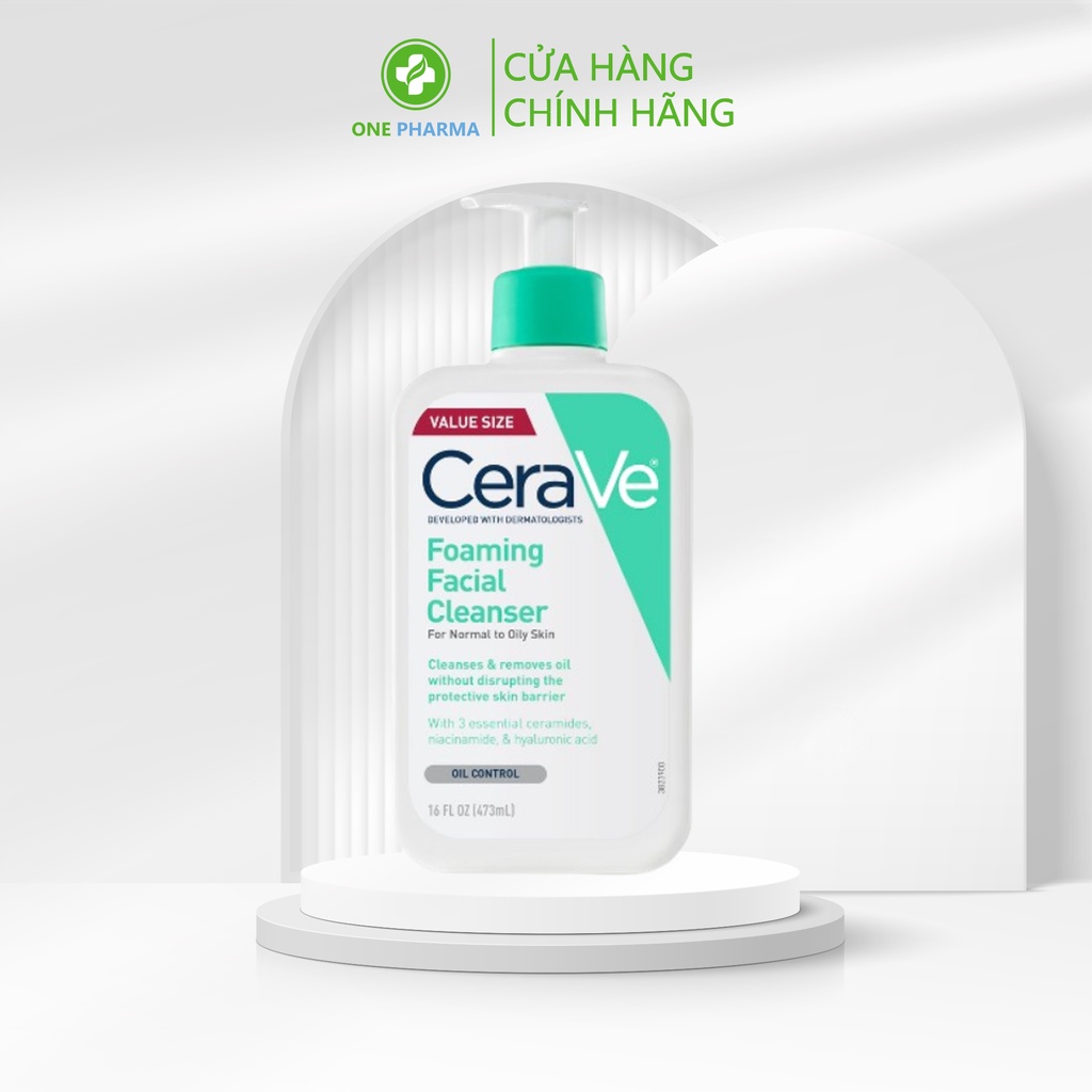 Sữa rửa mặt CeraVe dành cho da thường và da dầu CeraVe Foaming Facial Cleanser 236ml, 355ml, 473ml