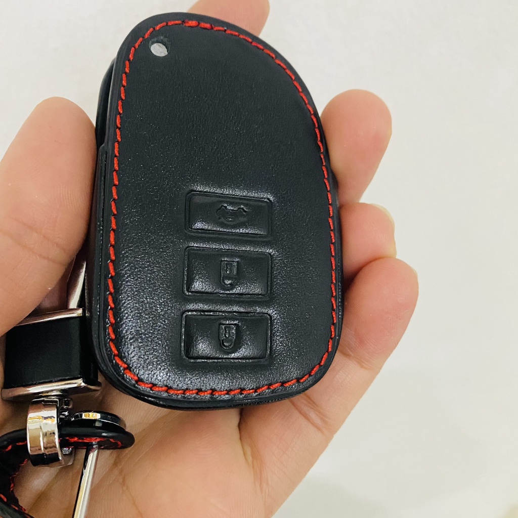 Bao da chìa khóa xe Vios, Yarris 2015 -2022 chìa TM Màu đen R1- kèm móc treo tiện lợi, bao da bảo vệ chìa khóa xe cao cấ